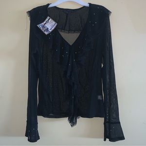 The Limited Sheer v-neck with flared sleeves